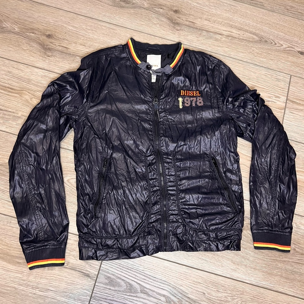 Diesel Black Bomber Jacket with Orange Accents